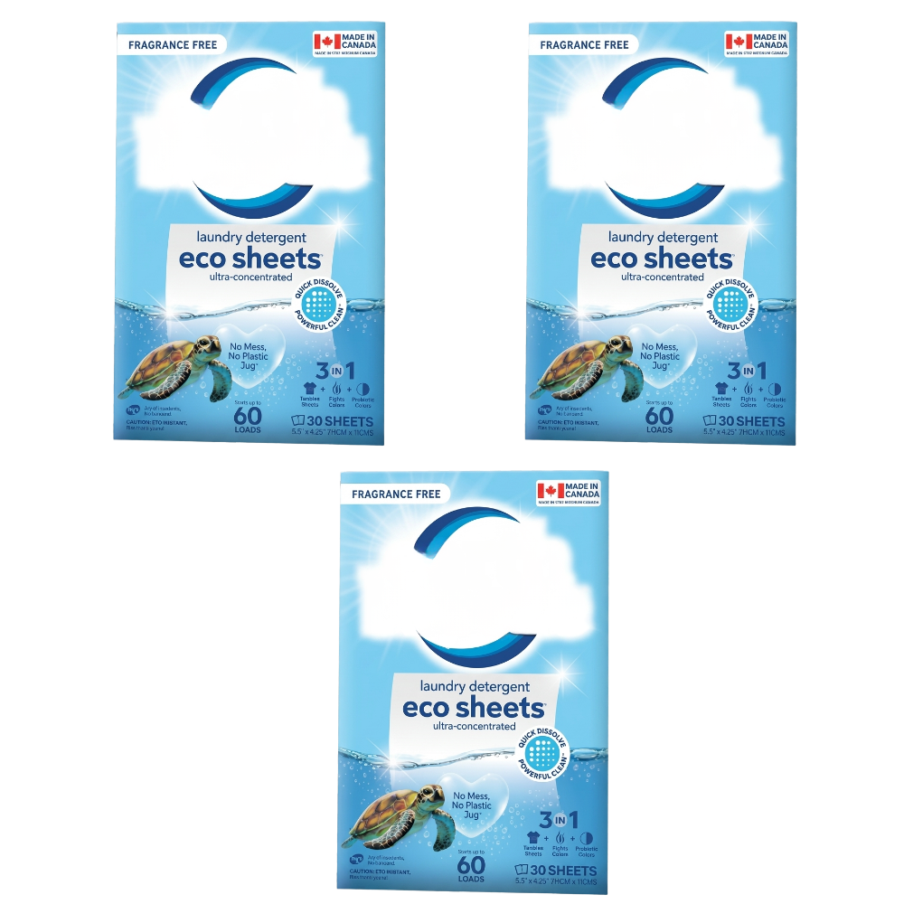 3 Pack I 90 Laundry Detergent Sheets
